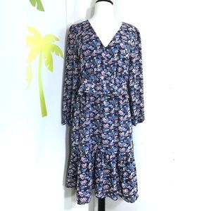 J.crew Ruffle Hem Floral Paisley Dress Sz 8